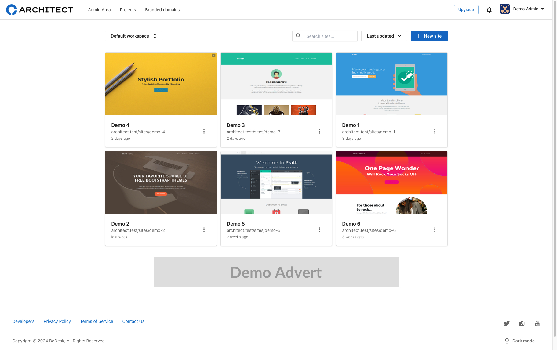 Interface de gestão para sites e serviços